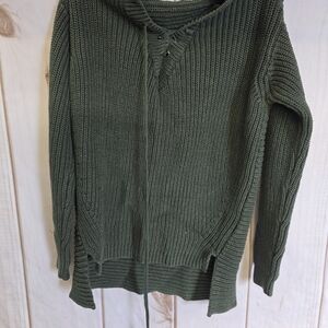 Ruff Hewn Olive Cowl Neck Sweater